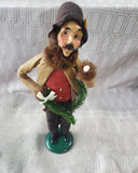 Signed Byers' Choice Caroler Man Holding Garland Figurine