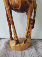 Carved Wooden Giraffe Figurine