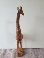 Carved Wooden Giraffe Figurine
