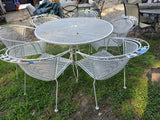 Classic White Iron Patio Dining Set, 7-Pieces + Cover **Read description**