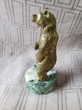 (A) Metal Bear on Stone Base Paperweight