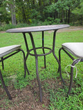 Bronze Tone Metal Bistro Set w/Faux Tile Top Table