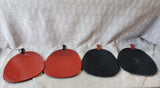 Set of 4 Red and Black Lacquerware Fan Shaped Plates