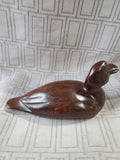 (B) Carved Wood Duck Figurine