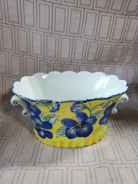 (B) Andrea by Sadek Yellow and Blue Floral Planter