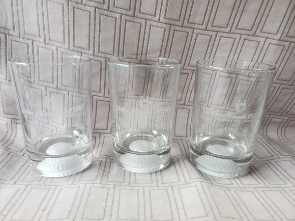Set of 3 Colonial Williamsburg Golden Horseshoe Golf Club Whiskey Glasses