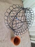 Black Wire Pot Holder Basket w/One Terracotta Pot