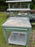 Heavyweight Green Metal Planting/Work Station w/Drawer and Wheels