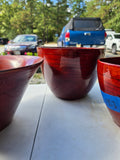 Trio of Red Bamboo Lightweight Bowls/Planters