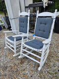 Pair of White Wooden Rocking Chairs w/Cushions