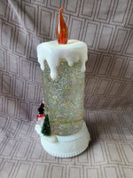 Santa and Snowman Candle Glitter Globe WORKS