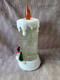 Santa and Snowman Candle Glitter Globe WORKS