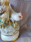 Signed Rooster and Hen Ceramic Figurine