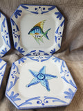 Set of 4 Vietri Sea Life Octagonal Salad Plates