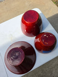 Trio of Red Bamboo Lightweight Bowls/Planters