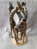 Kenyan Folk Art Hand Carved Wooden Giraffe Sculpture