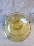 Amber Glass Pedestal Centerpiece Bowl