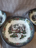 Set of 4 Royal Stafford Christmas Snowy Cabin Pasta Bowls