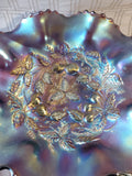 Purple Iridescent Carnival Glass Tri-Footed Candy Dish