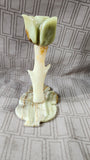 Carved Stone Flower Tapered Candle Holder
