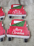 Set of 4 Holiday Market Ceramic Merry Christmas Red Truck Coasters