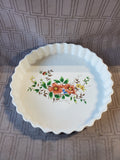 White Ceramic Floral Tart Pan