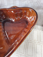 Brown Glazed Ceramic Heart Shaped Cake Pan