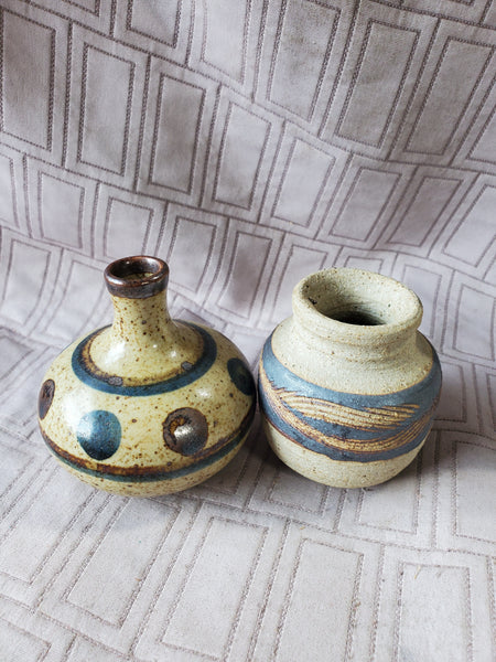 Pair of Small Pottery Bud Vases