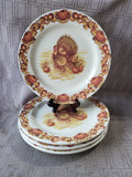 Set of 4 Cracker Barrel "Thanksgiving Traditions" Salad Plates