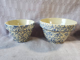 Pair of Roseville Pottery Blue Spongeware Mixing Bowls