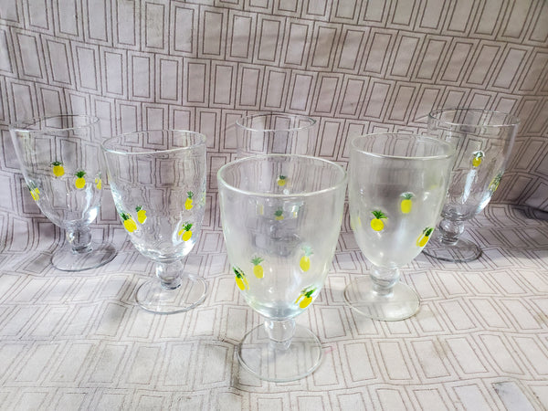 Set of 6 Anthropologie Hand Blown Pineapple Iced Tea Glasses