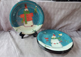 Set of 4 Certified International Snowman Dinner Plates