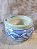 Signed Glazed Pottery Trinket Bowl with Handle