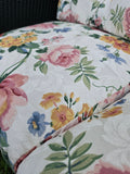 Lloyd Flanders Green Wicker Sofa w/Floral Cushions
