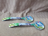 Pair of Melamine Floral Serving Spoons