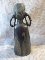 (A) Hand Carved Ebony Wood African Folk Art Statue
