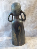 (A) Hand Carved Ebony Wood African Folk Art Statue