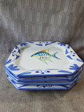 Set of 4 Vietri Sea Life Octagonal Salad Plates