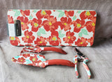 Red Floral Gardening Kneeling Pad and Tool Lot