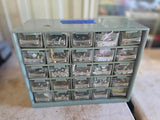 Garage Storage Box w/Small Plastic Drawers Full of Hardware