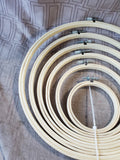 Set of 6 Light Wood Embroidery Hoops UNUSED