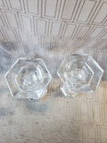 Pair of Clear Glass Tapered Candlesticks