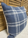 Blue and White Plaid Decorative Pillow