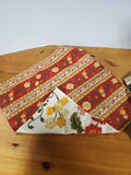 20 Piece Reversible Red and Yellow Floral Quilted Placemat and Fabric Napkin Set