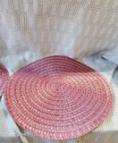 Set of 4 Round Red Woven Placemats