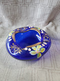 Hand Painted Blue Glass Ashtray