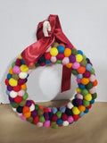 Multi-Colored Felt Ball Christmas Wreath