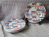 Set of 4 Royal Norfolk Americana Ceramic Dinner Plates