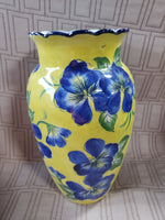 (A) Andrea by Sadek Yellow and Blue Floral Vase (2 AVAILABLE PRICED INDIVIDUALLY AT $18 EACH)