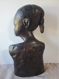 Heavy African Folk Art Dark Wood Woman Bust